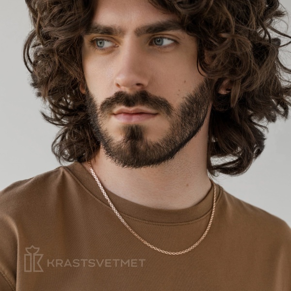 Цепь из красного золота 585, плетение «Бисмарк»